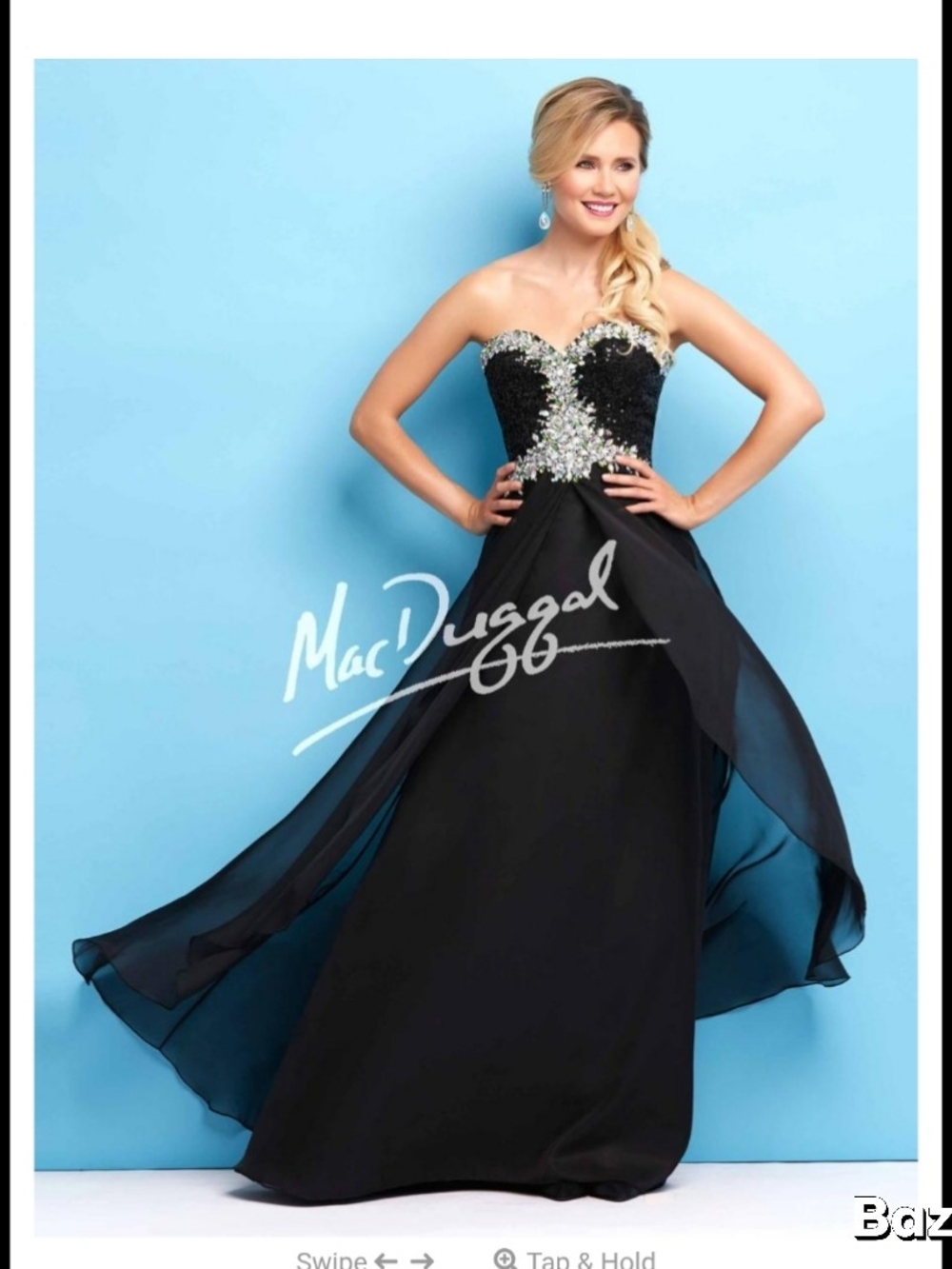 Mac Duggal Black Strapless Beaded Evening Gown